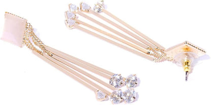 Youbella Jewellery Crystal Gold Plated Dangler White Earrings for Girl's and Women's