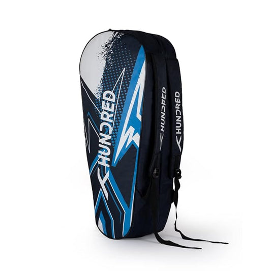 HUNDRED Zest Badminton and Tennis Racquet Kit Bag, Multiple Compartment with Side Pouch, Easy-Carry Handle, Padded Back Straps