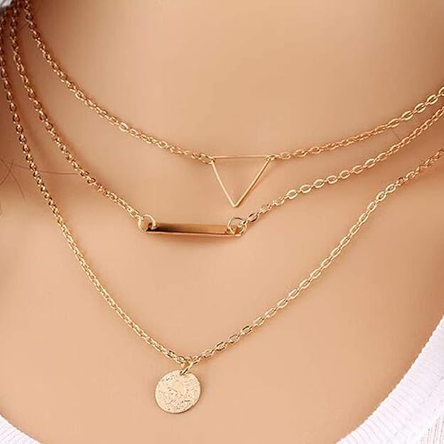 YouBella Stylish Trendy Multi Layer Jewellery Gold Plated Multi Strand Necklace for Women (YBNK_5785, Golden)