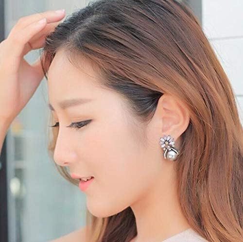 YouBella Crystal Silver Plated Stud Grey Earrings for Girl's and Women's