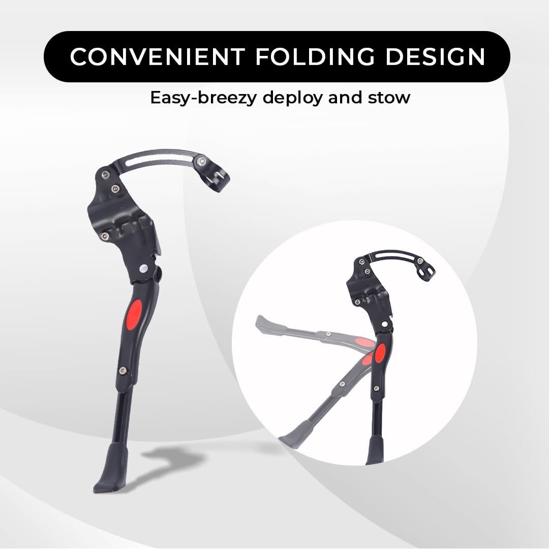 Endless EL1056 Cycle Stand can Adjustable Between 24-29 Inch | Black | Material : Aluminium Alloy | High Quality Bike Side Kickstand with Double Nut | For All types Cycles or Bikes