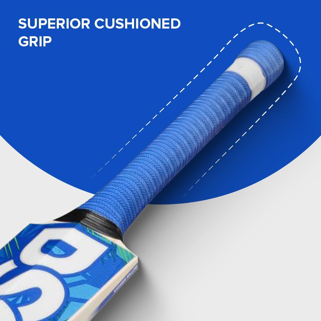DSC BLU 11 Kashmir Willow Cricket Bat 2023 Massive Edges | Exquisite Balance | Crosswave Tape on Edges | Pronounced Bow | Monstrous Hitting Area | Extended Power Zone