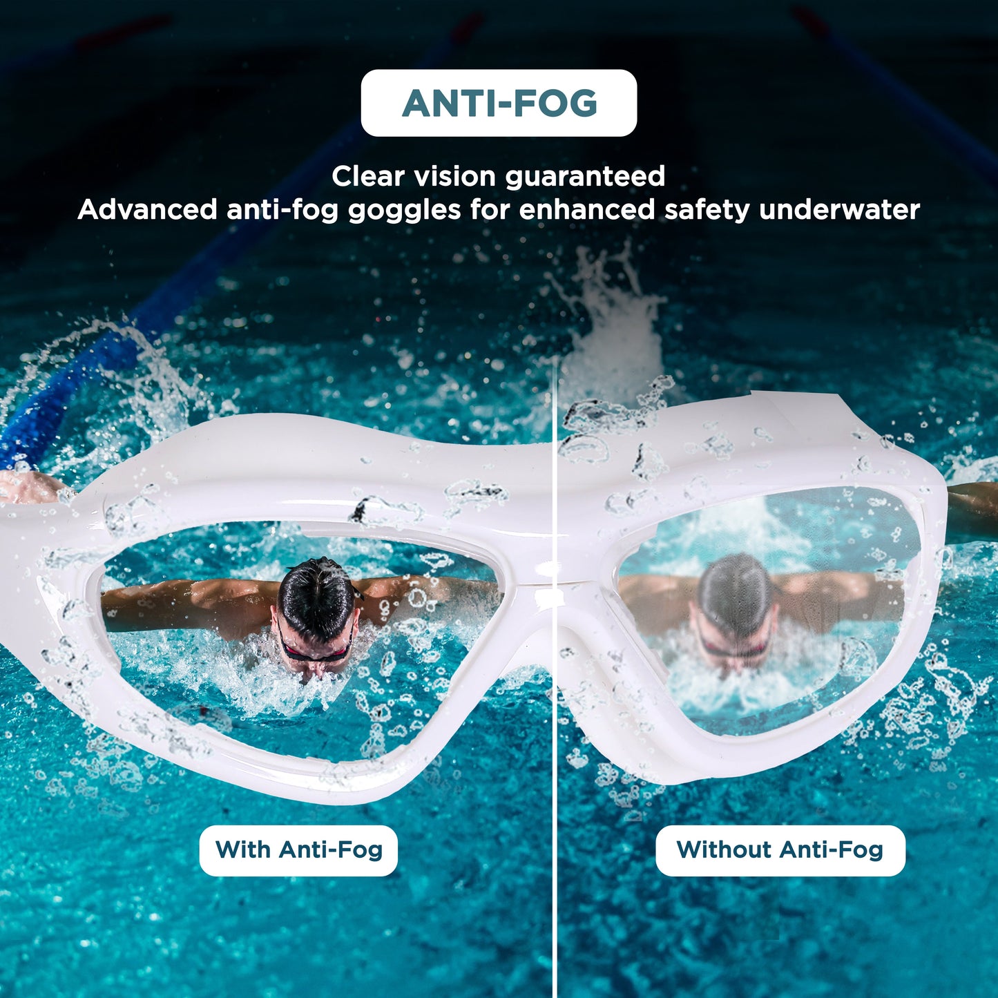 Endless EL1007 Premium Swimming Goggle with Anti-Fog and UV Protection | Material : Silicon, PU | Stylish 180 Degree Wide View Glasses | Soft Silicone Gasket for Leak Proof | With Hard Case