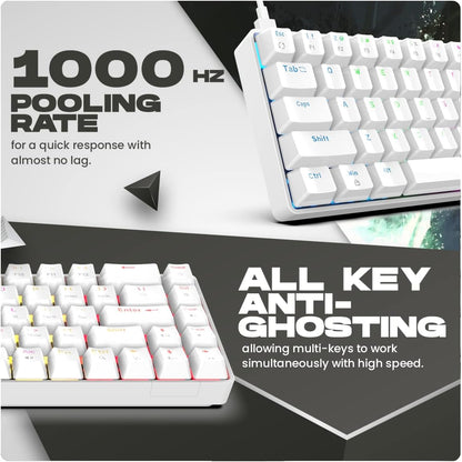 Cosmic Byte CB-GK-36 Artemis 68Key Per Key RGB Wired Mechanical Keyboard with Outemu Swappable Blue Switches and Software (White)