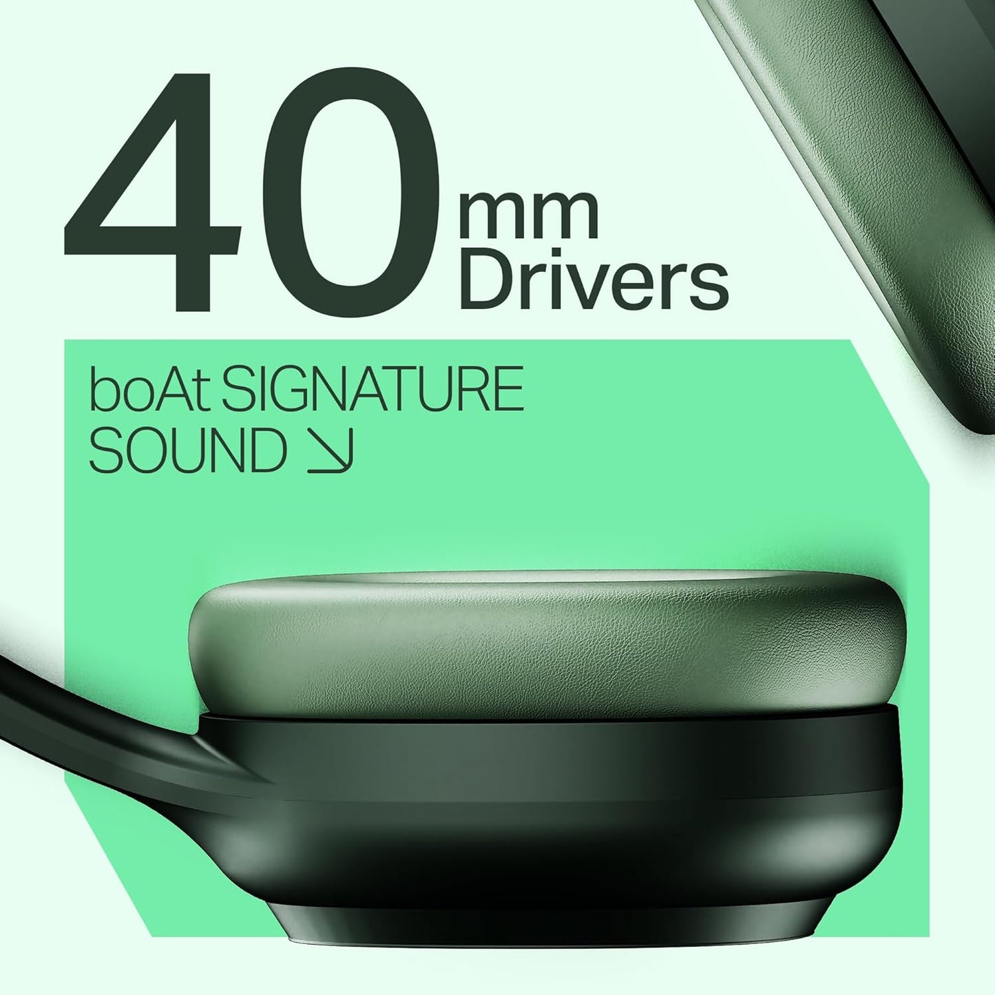 boAt Rockerz 421 Wireless Over-Ear Headphones with 40H Battery Life, Low Latency (40ms) for Gaming, 40mm Drivers, ENx Tech Mic for Clear Calls, Bluetooth v5.4, Integrated Controls (Sage Green)