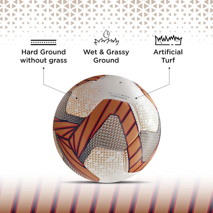 NIVIA Dom Football | Material: ‎Polyvinyl Chloride (PVC) | Inflating Needle | Air Retention | 32 Panel | Suitable For Grassy Grounds | For Men and Women | Futsal Ball (Golden, Size: 5)