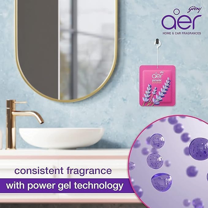 Godrej Aer Power Pocket Bathroom Fragrance Rose Fresh Blossom 10G