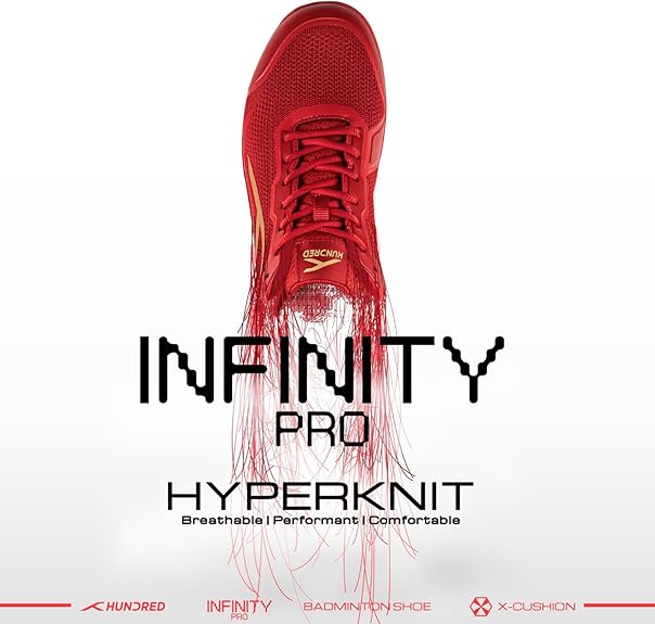 HUNDRED Infinity Pro Non-Marking Professional Badminton Shoe for Men (Black/White, EU 41/UK 7/US 8) | Material: Polyester/Mesh | Suitable for Indoor Tennis/Squash/Table Tennis/Basketball & Padel