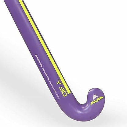 ALFA Y-30 Junior Hockey Stick | Material: 10% Carbon | Gender: Unisex | Lightweight & Flexible | Advanced Grip | High Durability | Precision Control | Speed & Agility