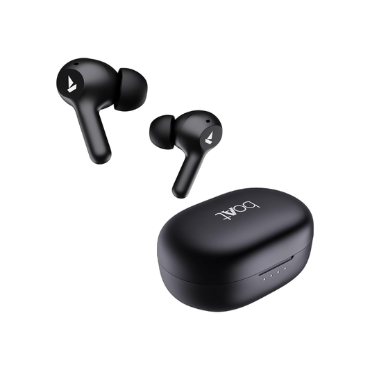 boAt Newly Launched Airdopes 71 TWS Earbuds with 40 Hours Playtime, Dual Mics with ENxTM, ASAPᵀᴹ Charge, IWPᵀᴹ, BEASTᵀᴹ Mode with 50 ms Low Latency, IPX4 & Pocketable ID(Active Black)