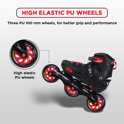 Endless EL1033 Inline Adjustable Skates for 6 to 12 Years | Aluminium Chassis and 100 mm PU Three Wheels | With ABEC 9 Bearings | Indoor and Outdoor