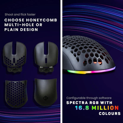 Cosmic Byte Kilonova 3370IC PRO X-Light Wireless Gaming Mouse, 71 Grams Lightweight, Pixart 3370 Sensor, DIY Hot-swappable Switches, 0.8MM PTFE feet (Black)