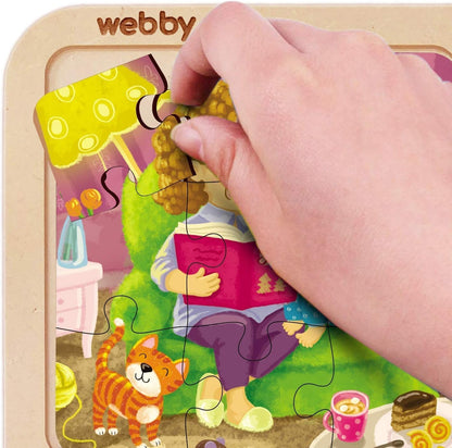 Webby 4-in-1 Wooden Educational Puzzle Set for Kids – Learn Weather, Seasons & Everyday Life | 36 Pcs Montessori Learning Toy for Boys & Girls 3+ Years pack of 2