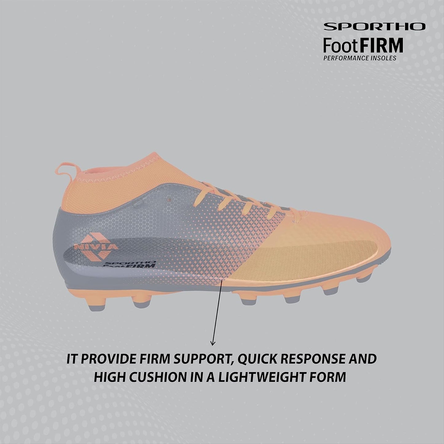 Nivia Ashtang Football Shoes (Black/Orange, 3 UK/ 4 US / 37 EU) | Synthetic Leather | PVC sole | Lace-Fastening | Padded Footbed