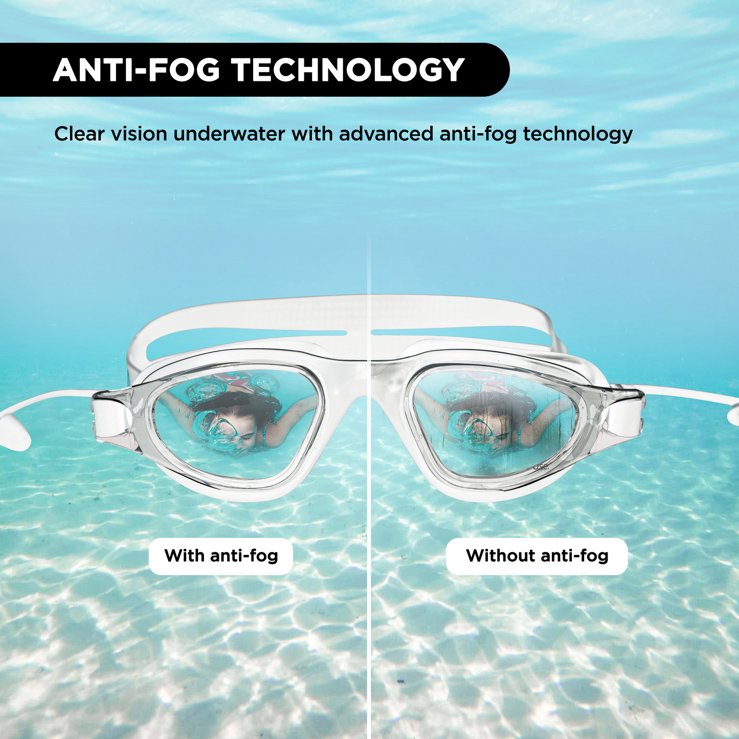 Endless EL1002 Stylish Swimming Goggle with Anti-Fog and UV Protection | Material : Silicon, Plastic | With Adjustable Strap and Ear Buds | Soft Silicon Gasket for Leak Proof | With Hard Case