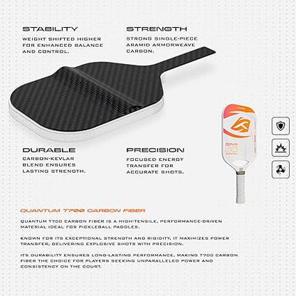 Hundred Zephyr 80 Xtend Pickleball Paddle Controlled play | Free bag included (White/Orange)