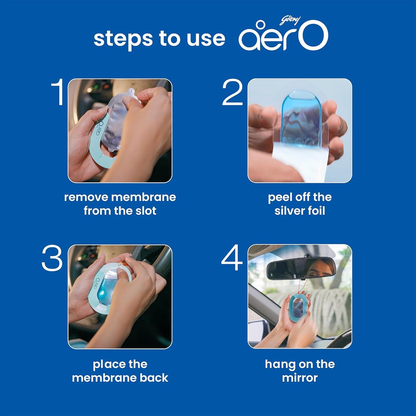 Godrej Aer O Hanging Car Air Freshener | Assorted Pack of 3 | Cool Aqua, Must After Smoke, Rose Blossom