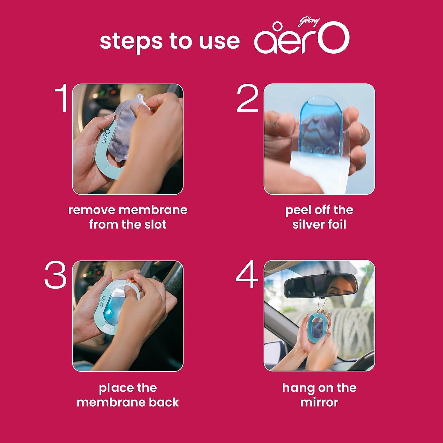 Godrej aer O – Hanging Car Air Freshener | Car Accessories | Rose Blossom (7.5g)