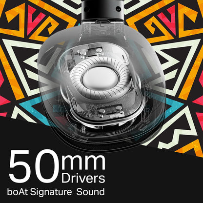 boAt Rockerz 550 Plus Wireless Bluetooth Headphones | 100H Battery, 50mm Drivers, Dual Pairing, Customizable Earcups, App Support for Ad-Free Music, Over-Ear(Black Psyche)