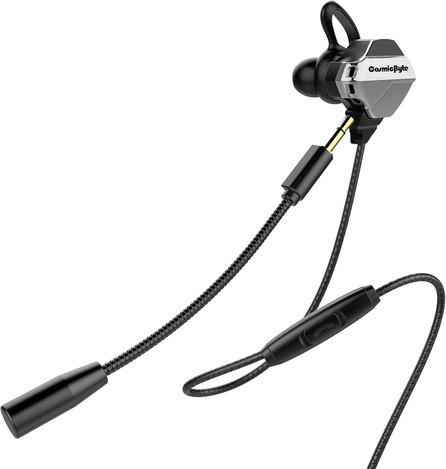 Cosmic Byte CB-EP-04 Gaming Wired In Ear Earphones with Mic with Detachable for PC, PS4, Mobiles, Tablets (Black/Silver)