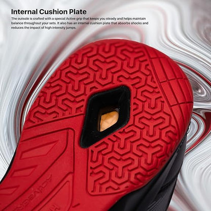 HUNDRED Court Star Non-Marking Professional Badminton Shoes for Mens (Black/Gold, EU 43/UK 9/US 10) | X-Cushion Protection | Suitable for Indoor Tennis/Squash/Table Tennis/Basketball & Padel