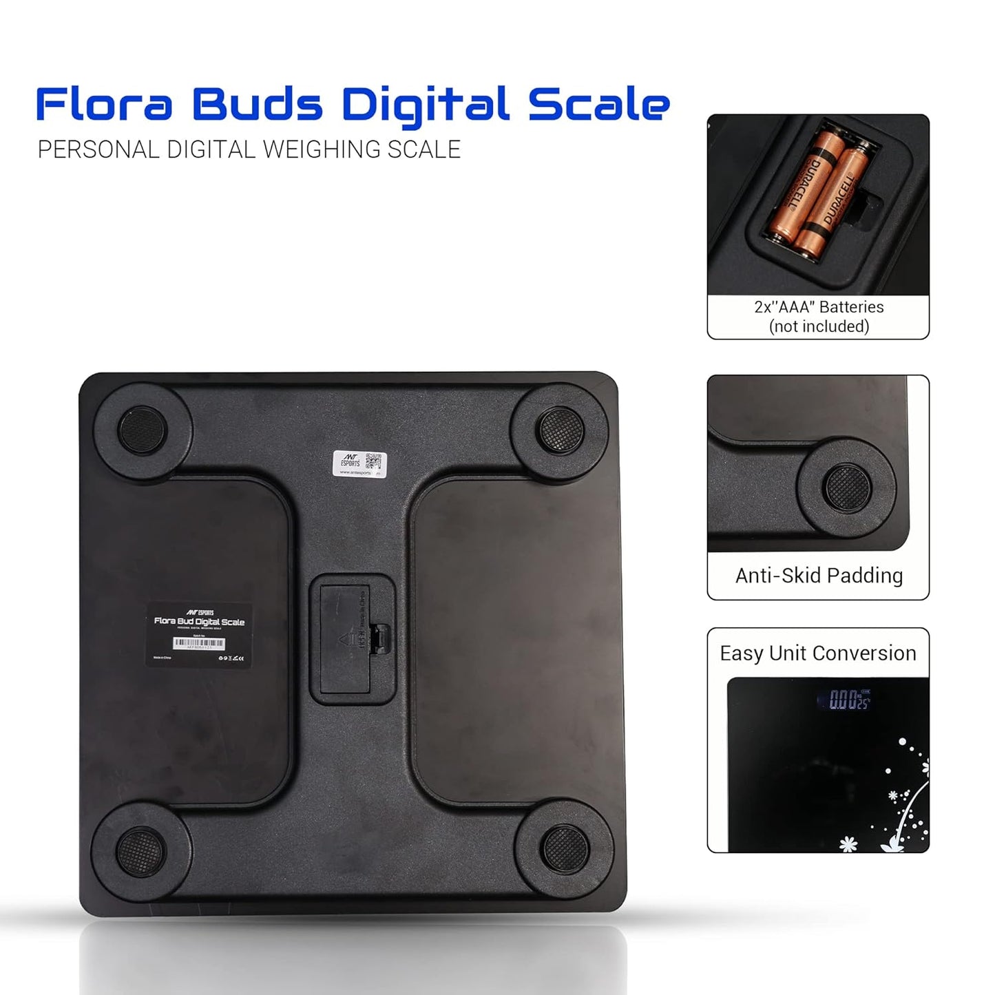 Ant Esports Flora Bud Digital Weighing Scale, Highly Accurate Digital Bathroom Body Scale, Precisely Measures Weight up to 180Kg