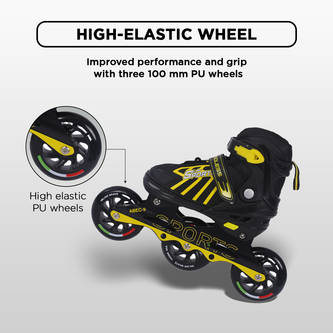 Endless EL1031 Inline Adjustable Skates for 3 to 6 Years | Aluminium Chassis and 100 mm PU Three Wheels | With ABEC 9 Bearings | Indoor and Outdoor