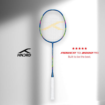 HUNDRED Powertek 2000 PRO Graphite Strung Badminton Racket with Full Racket Cover | For Intermediate Players | Weight: 90 grams | Maximum String Tension