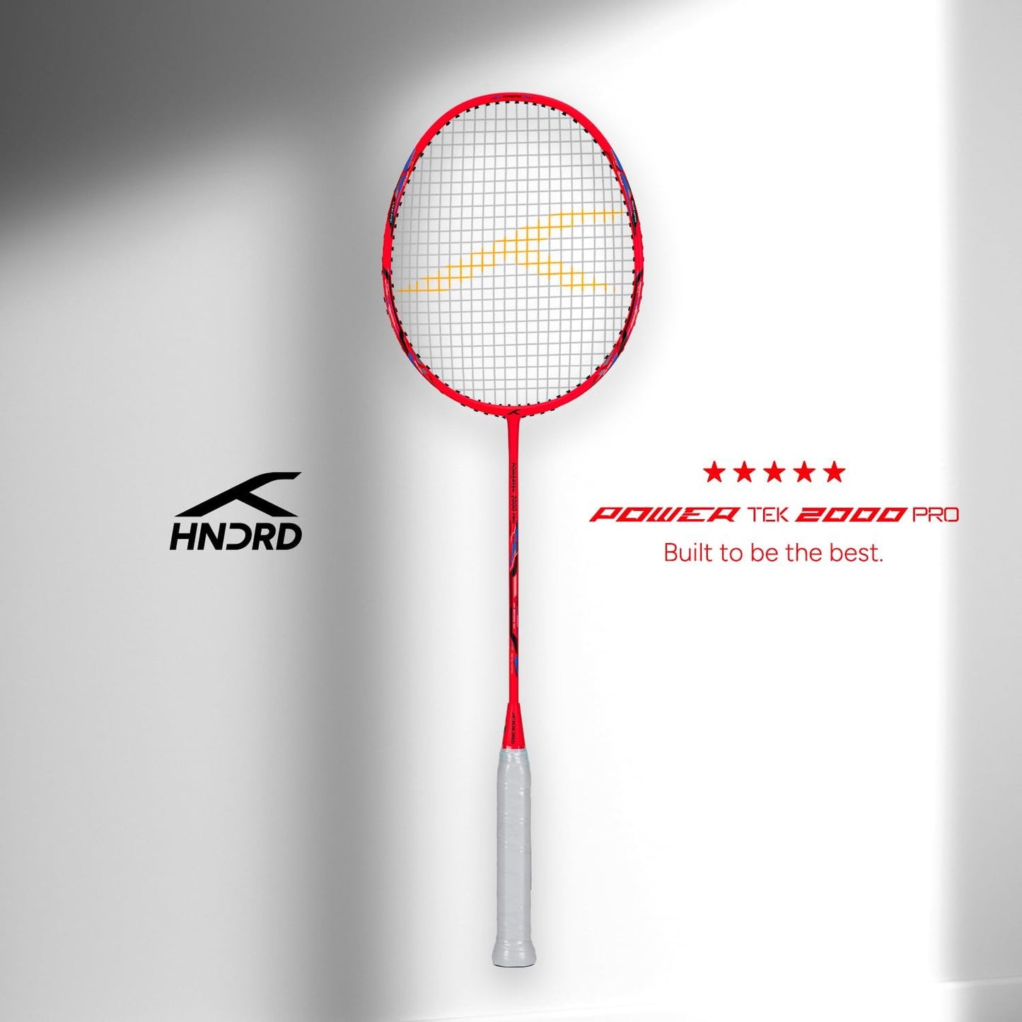 HUNDRED Powertek 2000 PRO Graphite Strung Badminton Racket with Full Racket Cover | For Intermediate Players | Weight: 90 grams | Maximum String Tension
