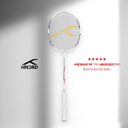 HUNDRED Powertek 2000 PRO Graphite Strung Badminton Racket with Full Racket Cover | For Intermediate Players | Weight: 90 grams | Maximum String Tension