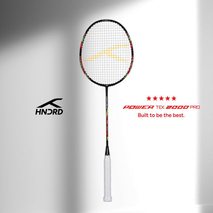 HUNDRED Powertek 2000 PRO Graphite Strung Badminton Racket with Full Racket Cover | For Intermediate Players | Weight: 90 grams | Maximum String Tension