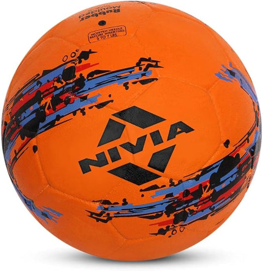 Nivia Storm Football | Color: Orange | Size: 5 | Rubberized Moulded | Soft Ground | Wet Ground | Hard Ground | Grass | Artifical Turf | Training Ball | Soccer Ball