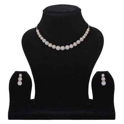 YouBella Crystal Stylish Necklace Jewellery Set | With Earrings, Ring and Bracelet | Gold Plated | Material: Brass | Fashionable Artificial Jewellery | For Women & Girls | Long Lasting Finish