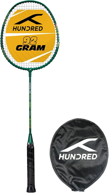 HUNDRED Powertek 200 PRO Graphite Strung Badminton Racket with Full Racket Cover | For Intermediate Players | Maximum String Tension