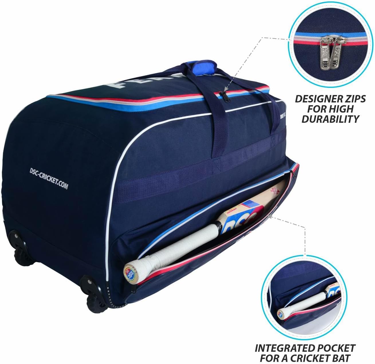 DSC Intense Shoc Kit Bag | Color: Black & Blue| Size: 35" x 13" x 15" | Premium Fabric | Player Edition | for Professionals Cricketer | Multiple Utility Pockets | Volume: 112 liters | Duro' Material