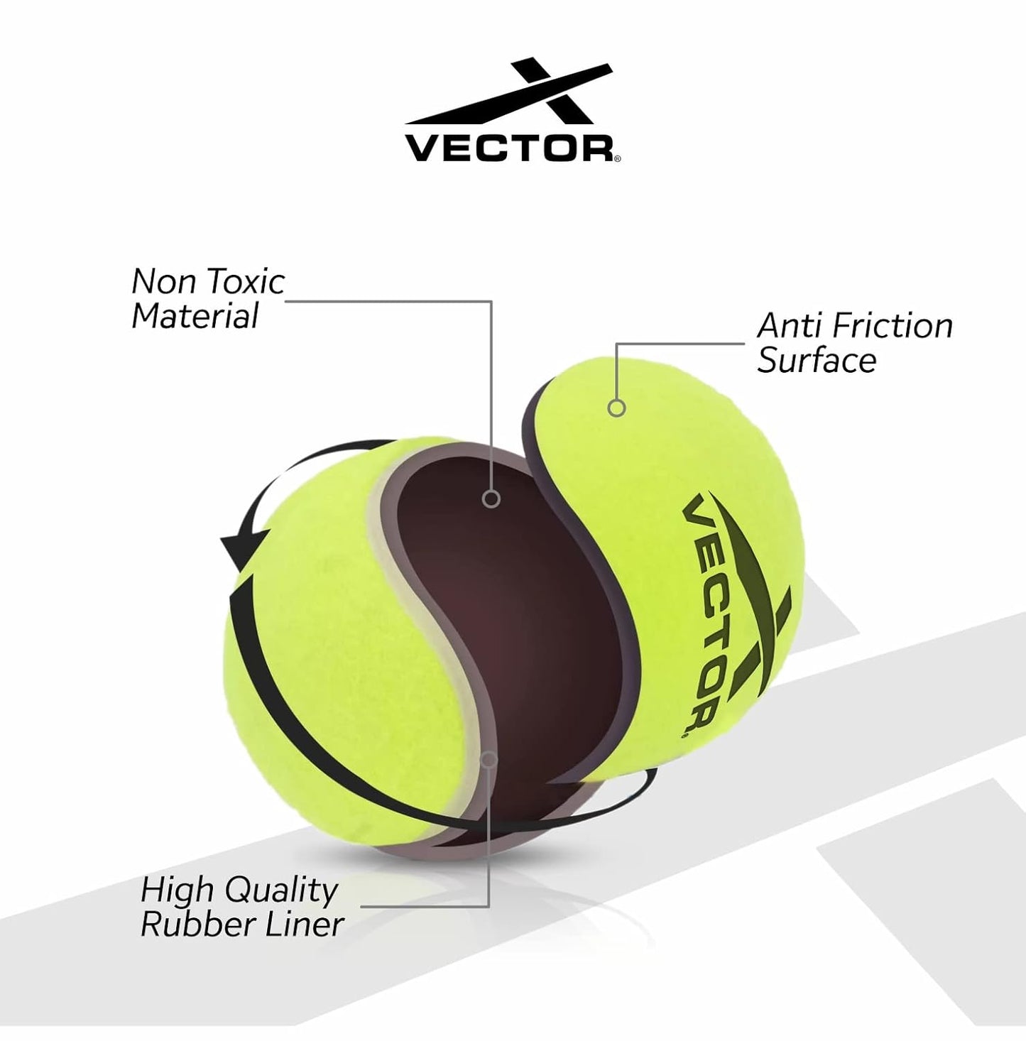 Vector X High Bounce Light Weight Tennis Ball for Cricket Practice, Street Match Ball, Training Exercise Ball for Outdoor & Indoor, Beginners & Pet Dog Play Ball (Pack of 6) Yellow