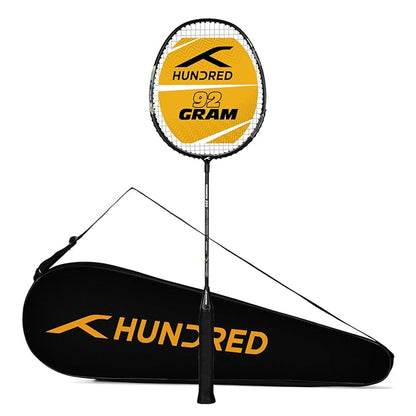 HUNDRED Powertek 200 PRO Badminton Racquet with Head Cover  | Strung | Material:Aluminium|For Intermediate Players|Weight:95 grams|Maximum String Tension- 18-20lbs