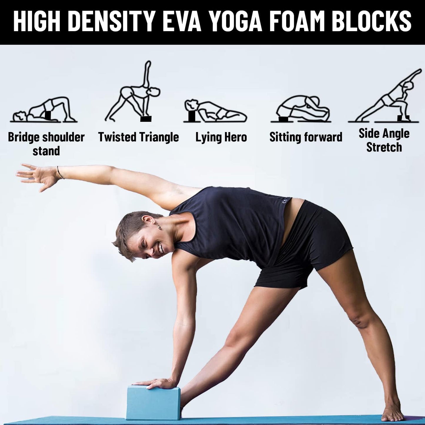 Everlast Yoga Brick of Size 3 * 6 * 9 Inches | Material : EVA Foam | Non Slip Yoga Block for Home Fitness Exercise and Yoga in Gym | For Both Men and Women