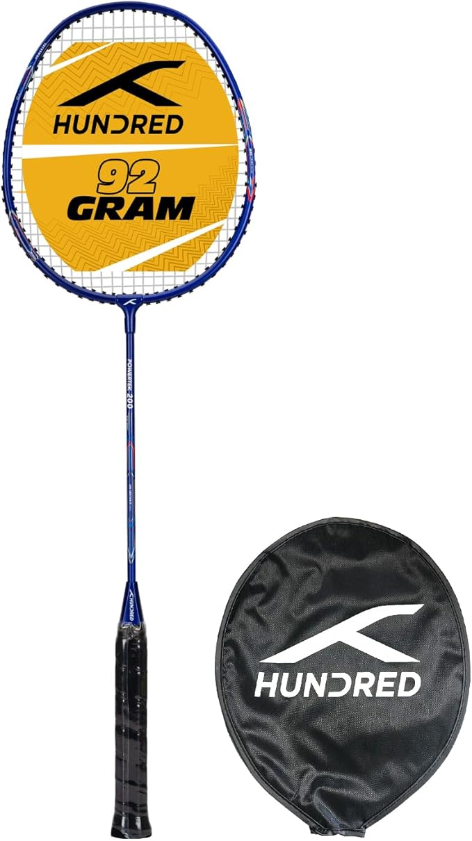 HUNDRED Powertek 200 PRO Graphite Strung Badminton Racket with Full Racket Cover | For Intermediate Players | Maximum String Tension