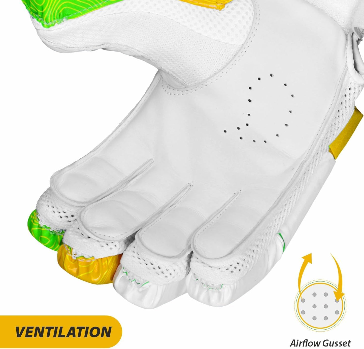 DSC Attitude Cricket Batting Gloves, Size - Boys, Left Hand, Color - Green/Yellow