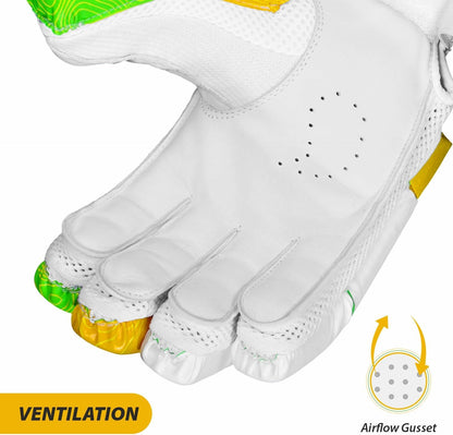 DSC Attitude Cricket Batting Gloves, Size - Boys, Left Hand, Color - Green/Yellow