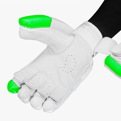 DSC Split 5000 Cricket Batting Gloves | Color: White & Green | Pre-Curved Fingers |High-Quality Leather Palm | Superior Frip and Feel | Airflow Gusset for Ventilation