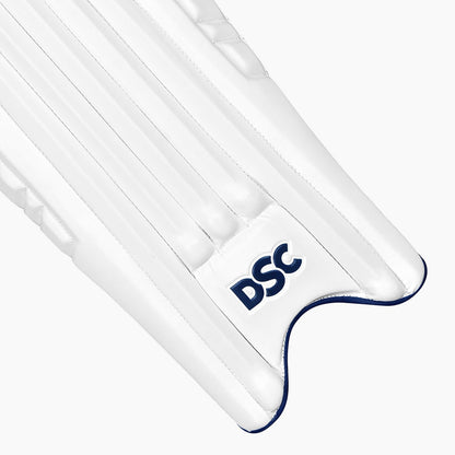 DSC Pearla X3 Cricket Wicket Keeping Legguard | Color: White | Size:Youth | Material: PU and Mesh | Wrap Around Side Wing Protection | Ultra Durable PVC Facing | Breathable Mesh Bolsters