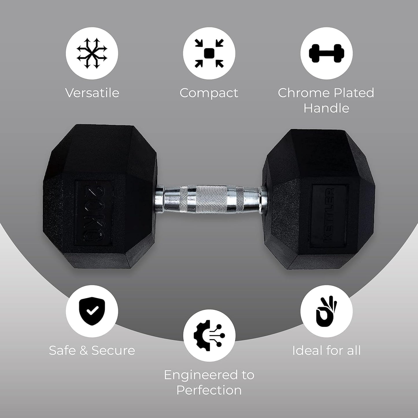 anythingbasic ab.Hexagonal Dumbbells | 20kg BLK