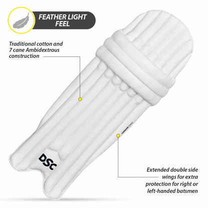 DSC Leather Condor Atmos Cricket Batting Legguard Mens Right, White