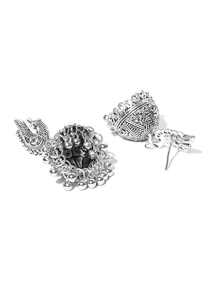 YouBella Antique German Silver Oxidised Plated Tribal Necklace Jewellery Set | With Earrings | Silver | Material: Brass | Fashionable Artificial Jewellery | For Women & Girls | Long Lasting Finish