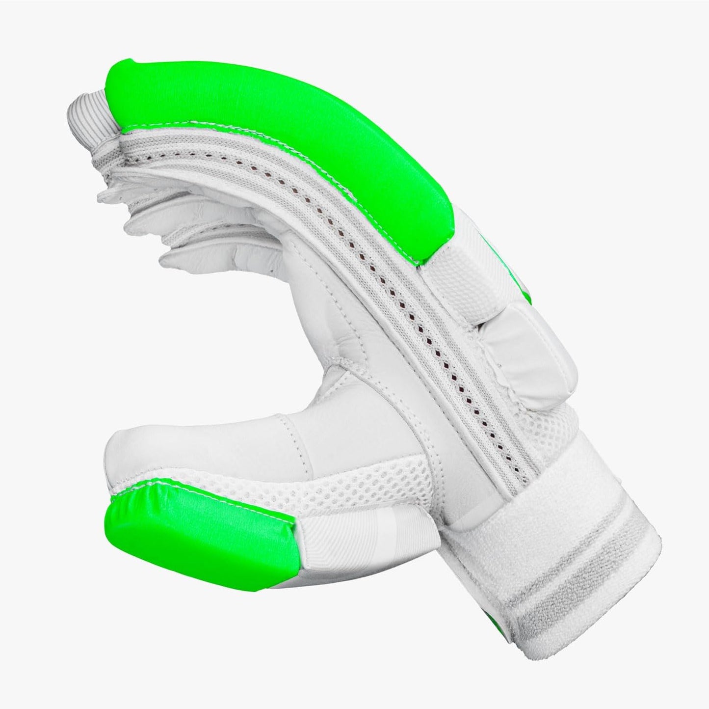 DSC Split 5000 Cricket Batting Gloves | Color: White & Green | Pre-Curved Fingers |High-Quality Leather Palm | Superior Frip and Feel | Airflow Gusset for Ventilation