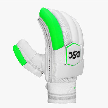 DSC Split 5000 Cricket Batting Gloves | Color: White & Green | Pre-Curved Fingers |High-Quality Leather Palm | Superior Frip and Feel | Airflow Gusset for Ventilation