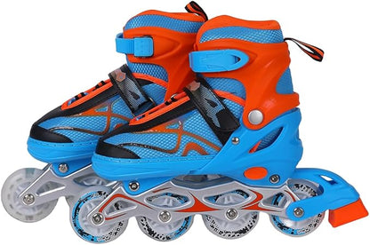 Endless EL1027 Inline Adjustable Skates Medium for 6 to 12 Years | Aluminium Chassis and 70 mm PU Wheels | All Wheels Flash, ABEC 7 Bearings