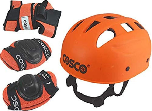 Cosco 4 in 1 Plastic Skating Protective Kit Includes Head, 2 Knee 2 Elbow & 2 Pam Guards, Black for Kids and Beginner